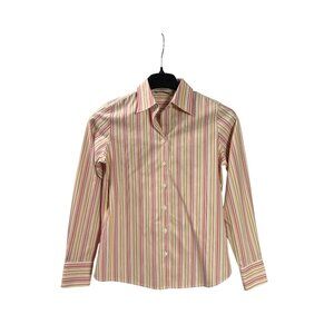 Vintage Y2K Eddie Bauer Wrinkle Resistant Button Front Top XS Cotton Striped